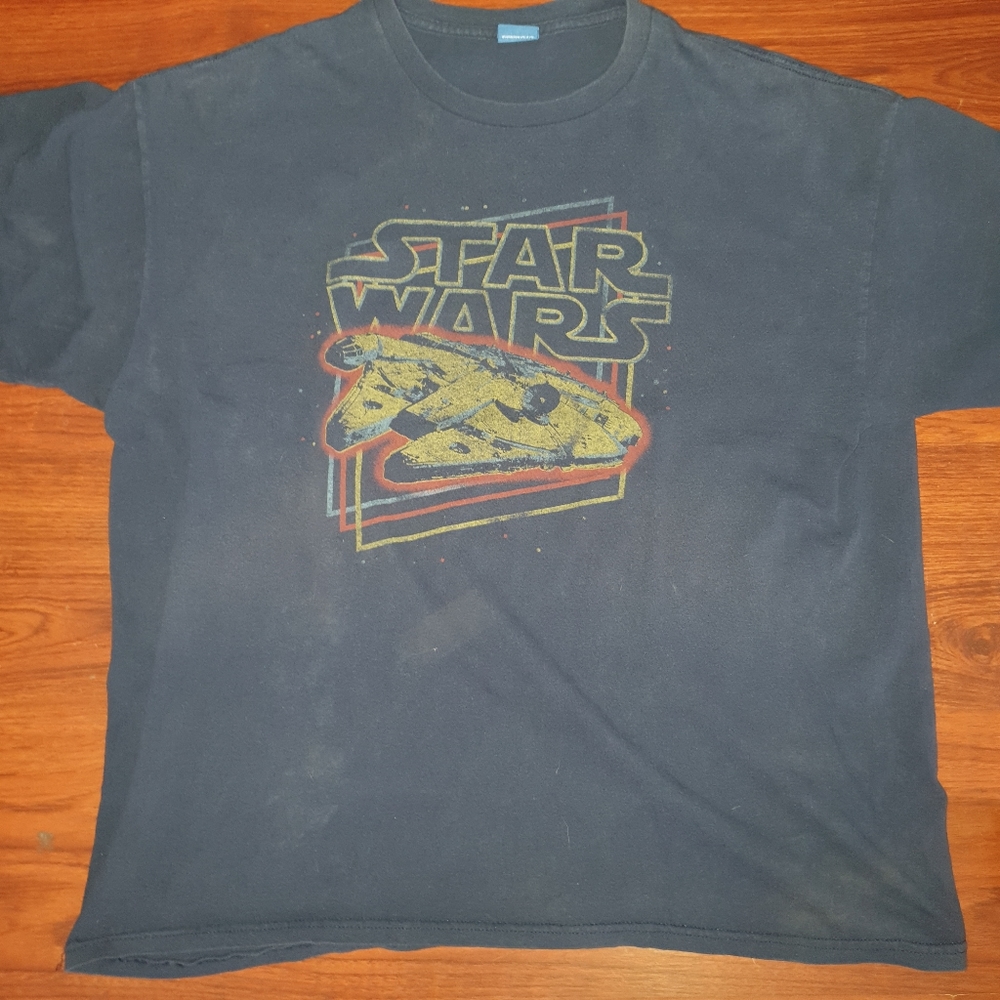 Retro Star Wars Millennium Falcon Shirt On A Blue Star Wars sz L